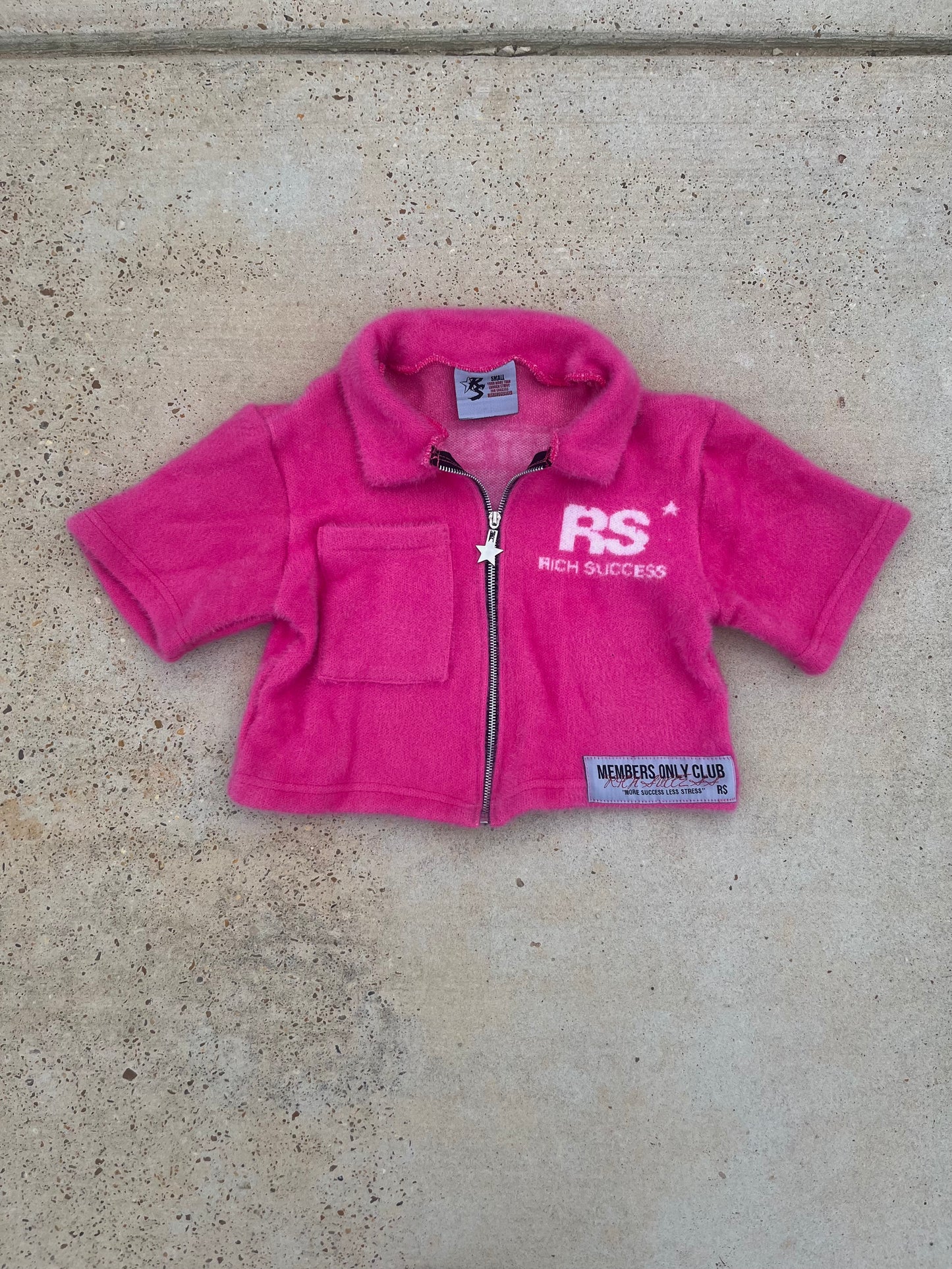 PINK MOHAIR ZIP-UP