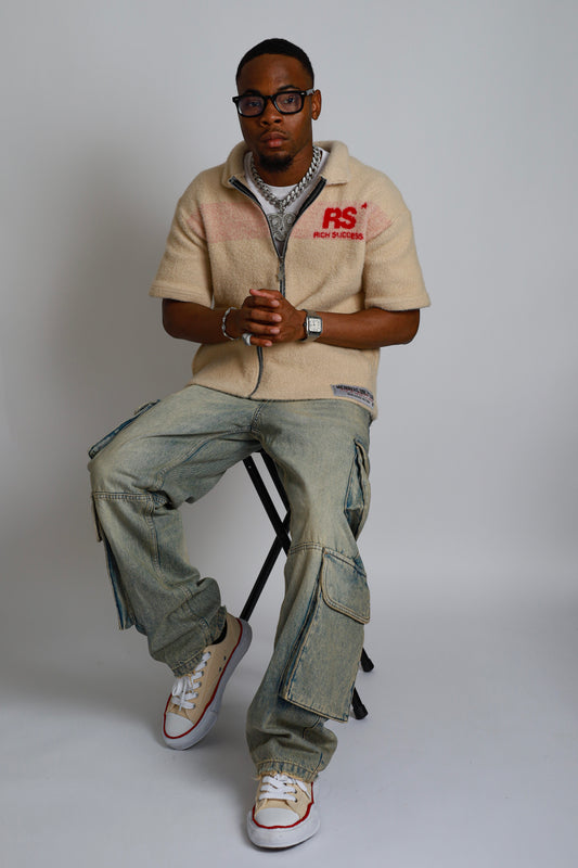 CREAM MOHAIR ZIP-UP